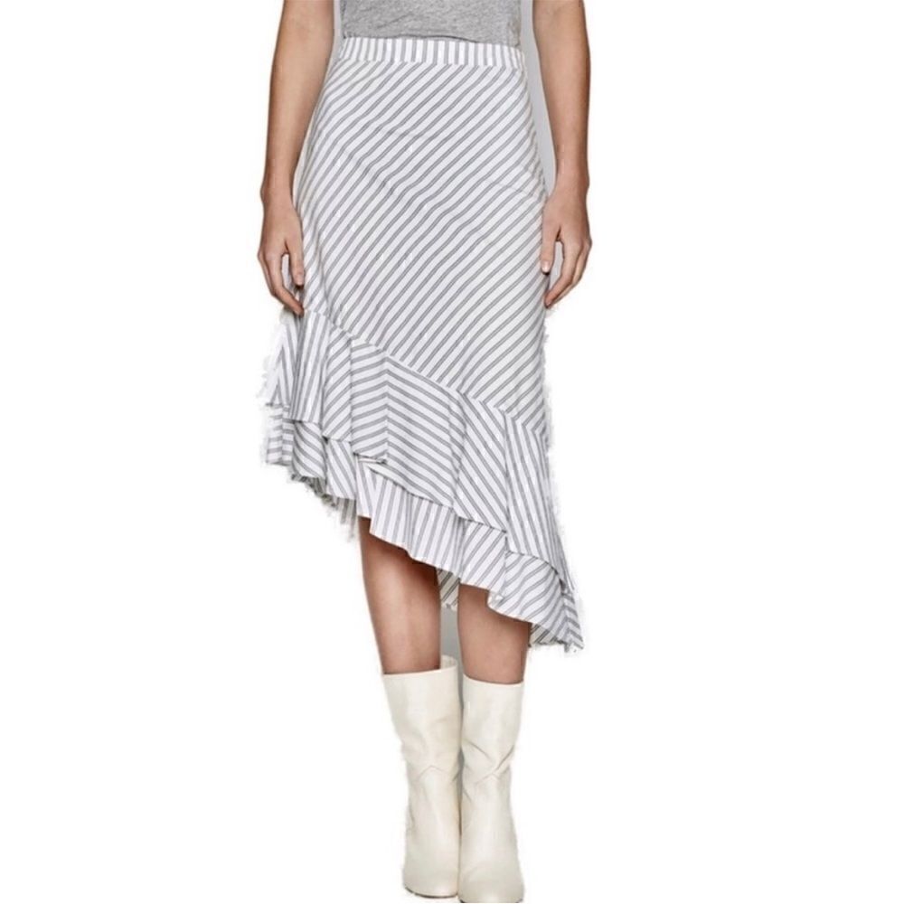 Joie White Striped Asymmetrical Skirt